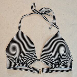 Striped padded pushup swimsuit top
